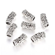 Hollow Tibetan Style Alloy Beads, Curved Tube Noodle Beads, Curved Tube, Antique Silver, 23x9.5mm, Hole: 7mm(TIBEB-L004-046AS)