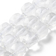 Natural Quartz Crystal Beads Strands, with Seed Beads, Cube, Faceted, 9.5~11x9.5~10.5x9.5~10.5mm, Hole: 1.2mm, about 29pcs/strand, 15.35~15.67''(39~39.8cm)(G-B065-A12)