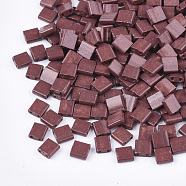 2-Hole Baking Paint Glass Seed Beads, Rectangle, Brown, 5x4.5~5.5x2~2.5mm, Hole: 0.5~0.8mm(SEED-S023-17C-19)