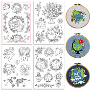 4 Sheets 11.6x8.2 Inch Stick and Stitch Embroidery Patterns, Non-woven Fabrics Water Soluble Embroidery Stabilizers, Flower, 297x210mmm(DIY-WH0455-189)