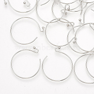 Brass Earring Hooks, Ear Wire, Real Platinum Plated, 24~26x21~24mm, Pin: 0.7mm(X-KK-T035-102P)