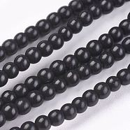 Synthetic Turquoise Beads Strands, Dyed, Round, Black, 4mm, Hole: 1mm, about 110pcs/strand, 15.6 inch(TURQ-G106-4mm-02C)