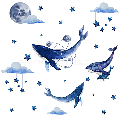 PVC Wall Stickers, Wall Decoration, Whale Pattern, 900x390mm, 2 sheets/set(DIY-WH0228-508)