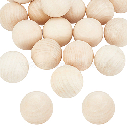 Elite 20Pcs Natural Wooden Round Ball, DIY Decorative Wood Crafting Balls, Unfinished Wood Sphere, No Hole/Undrilled, Undyed, Antique White, 49mm(WOOD-PH0002-93)