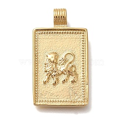 PVD Vacuum Plating 304 Stainless Steel Pendants, Rectangle with Constellation Charm, Real 18K Gold Plated, Leo, 25x14x4mm, Hole: 2mm(STAS-S148-31E-G)