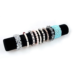 Velet Bracelet Scrunchie Display Stands, Jewelry Bar Rack Organizer Holder, Black, 36.3x5.1cm(BDIS-WH0003-18)