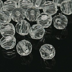 Transparent Acrylic Beads, Clear Faceted Round, 8mm in diameter, Hole: 1.5mm(X-DB8mmC01)