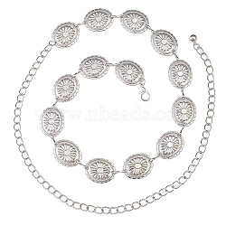 Alloy Oval Link Chain Belts, Platinum, 1210mm(AJEW-WH20006-203P)