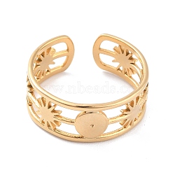 Ion Plating(IP) 304 Stainless Steel Sun Open Cuff Ring for Women, Golden, Inner Diameter: 17.3mm(RJEW-L103-40G)