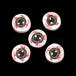 Halloween Handmade Polymer Clay Cabochons, Polymer Clay Slices for Resin Crafts & DIY Projects, Flat Round with Eyeball, Green, 4.8~5.3x0.2~0.6mm, about 26315pcs/500g(CLAY-A007-04A)
