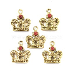 Natural Jade Dyed Crown Charms, with Vacuum Plating Real 18K Gold Plated 201 Stainless Steel Findings, 14.5x13x4.5mm, Hole: 1.5mm(STAS-C064-VC910)