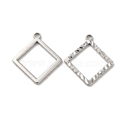 304 Stainless Steel Pendants, Rhombus Charm, Stainless Steel Color, 30.5x27.5x2mm, Hole: 3mm(STAS-H212-20P)