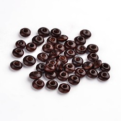 Natural Wood Beads, Lead Free, Dyed, Rondelle, Coconut Brown, 6x3mm, Hole: 2mm, about 336pcs/48g(X-WOOD-S615-1-LF)