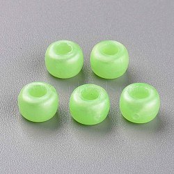 Plastic Pearlized Beads, Barrel, Lawn Green, 9x6mm, Hole: 3.5mm, about 1900pcs/500g.(KY-R019-01G)
