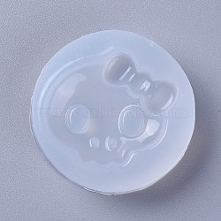 Food Grade Statue Silicone Molds, Fondant Molds, For DIY Cake Decoration, Chocolate, Candy, UV Resin & Epoxy Resin Jewelry Making, Skull, White, 49x13mm, Inner Diameter: 36x37mm(DIY-L026-036)