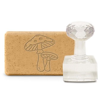 Clear Acrylic Soap Stamps, DIY Soap Molds Supplies, Rectangle, Mushroom Pattern, 60x34x37mm