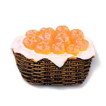 Resin Cabochons, for DIY Decoration, Imitation Food, Basket with White Cloth & Honey Bread, Saddle Brown, 43x58x13mm
