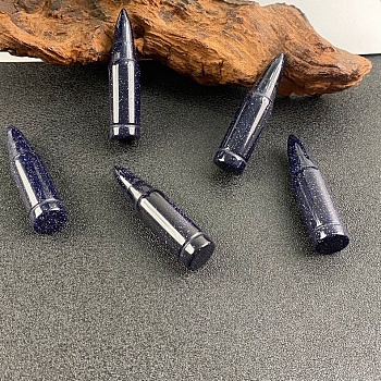 Synthetic Blue Goldstone Bullet Figurines Statues for Home Desk Decorations, 40x10mm