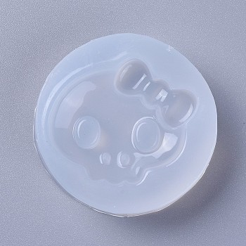 Food Grade Statue Silicone Molds, Fondant Molds, For DIY Cake Decoration, Chocolate, Candy, UV Resin & Epoxy Resin Jewelry Making, Skull, White, 49x13mm, Inner Diameter: 36x37mm
