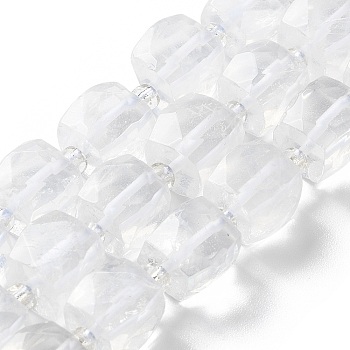 Natural Quartz Crystal Beads Strands, with Seed Beads, Cube, Faceted, 9.5~11x9.5~10.5x9.5~10.5mm, Hole: 1.2mm, about 29pcs/strand, 15.35~15.67''(39~39.8cm)