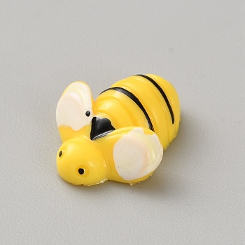 Opaque Resin Cabochons, Bees, Yellow, 14.5x13x6.5mm