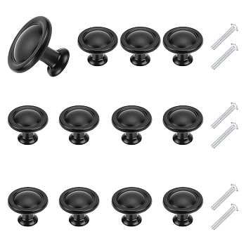 Aluminum Alloy Cabinet Handle Pull Knob, with Screws, Black, 30.5x24.5mm, Hole: 3.5mm