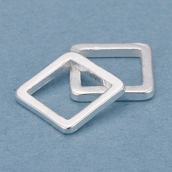 Brass Linking Rings, Long-Lasting Plated, Square, 925 Sterling Silver Plated, 8x8x1mm, Inner Diameter: 6x6mm