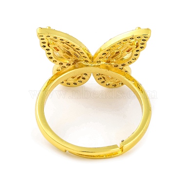 Butterfly Brass Micro Pave Cubic Zirconia Adjustable Rings for Women(RJEW-U003-27A-G)-3