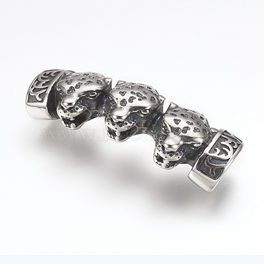 Antique Silver Leopard Stainless Steel Slide Charms
