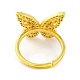 Butterfly Brass Micro Pave Cubic Zirconia Adjustable Rings for Women(RJEW-U003-27A-G)-3