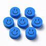 Steel Blue Flat Round Polymer Clay Beads(CLAY-N008-031A)
