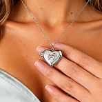 Brass Pave Clear Cubic Zirconia Heart with Dog Photo Locket Pendant Necklaces for Women, Platinum, 17.72 inch(45cm)(WG0A403-02)