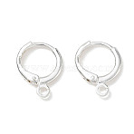 Brass Leverback Earring Findings, with Loop, Rack Plating, Silver, 15x11x2mm, Hole: 2mm(KK-CBA50B0-26S)