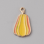 Thanksgiving Day Alloy Enamel Pendants, Light Gold, Pumpkin, 22x12x1.5mm, Hole: 1.8mm(PALLOY-WH0107-02F-KCG)