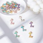 24Pcs 6 Colors Alloy Enamel Pendants, Golden Tone Giraffe Charms, Mixed Color, 27x17x1mm, Hole: 2mm, 4pcs/color(ENAM-LP0002-45)