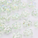 Transparent Acrylic Beads, AB Color, Flower, Yellow Green, 14.5x15.5x7mm, Hole: 1.8mm, about 657pcs/500g(TACR-S154-45C-327)