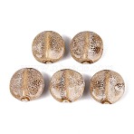 Vintage Handmade Porcelain Beads, Fancy Antique Glazed Porcelain, Flat Round, Wheat, 31~33x30~32x16~17mm, Hole: 2.5~3.5mm(PORC-N013-22-03)