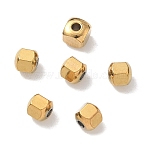 304 Stainless Steel Beads, Cube, Ion Plating(IP), Faceted, Real 18K Gold Plated, 4x4x4.5mm, Hole: 1.5mm(STAS-Z184-04G)