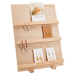 Pine Wood Place Card Display Stands, for Postcards, Earring Display Cards Holder, Rectangle, Navajo White, Finished Product: 300x21x415mm(ODIS-WH0025-188)