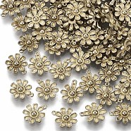 Brass Charms, Nickel Free, Flower, Unplated, 10x8.5x2mm, Hole: 0.6mm(KK-S357-03-NF)