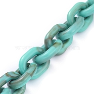 Transparent Acrylic Handmade Cable Chain, Oval, Light Sea Green, 19x14.5x4mm, about 39.37 inch(1m)/strand(AJEW-JB00545-08)