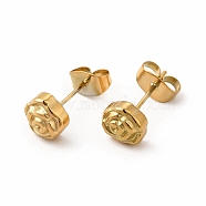 304 Stainless Steel Flower Stud Earrings for Women, Real 18K Gold Plated, 6.5x7mm, Pin: 0.7mm(EJEW-C004-10G)