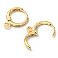 Brass Huggie Hoop Earring Findings, with Horizontal Loops, Long-Lasting Plated, Lead Free & Nickel Free, Real 18K Gold Plated, 14.7x11.7x2mm, Hole: 1.8mm(KK-YW0001-51)