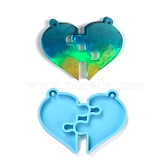 Valentine's Day Theme DIY Pendant Silicone Molds, Resin Casting Molds, For UV Resin, Epoxy Resin Jewelry Making, Heart, Deep Sky Blue, 78x57x6mm, Hole: 3mm(DIY-C009-03F)