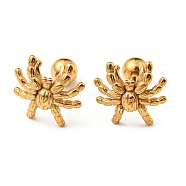 Ion Plating(IP) 304 Stainless Steel Stud Earrings, Spider, Golden, 10x10mm(EJEW-Z034-18G)