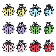 12Pcs 6 Colors Food Grade Eco-Friendly Silicone Beads, Chewing Beads For Teethers, DIY Nursing Necklaces Making, Ladybug, Mixed Color, 31x30x9.5mm, Hole: 2mm, 2pcs/color(SIL-CA0001-18)