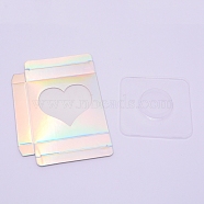 Paper Folding Boxes, Empty Eyelash Packaging Box, with Clear Window, Square, Colorful, 7.2x7.2x1.5cm(CON-WH0072-48I)