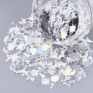 Ornament Accessories, PVC Plastic Paillette/Sequins Beads, No Hole/Undrilled Beads, Mixed Shapes, Silver, 3~7.5x2~9x0.1mm(PVC-T005-069)