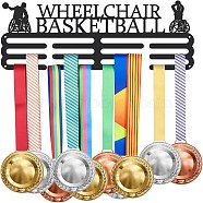 Fashion Iron Medal Hanger Holder Display Wall Rack, with Screws & Word Wheelchair Basketball 150x400mm(ODIS-WH0021-201)