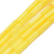 Natural Freshwater Shell Beads Strand, Dyed, Column, Yellow, 9x3mm, Hole: 0.8mm, about 38pcs/strand, 16.93 inch(43cm)(SHEL-T017-40D)